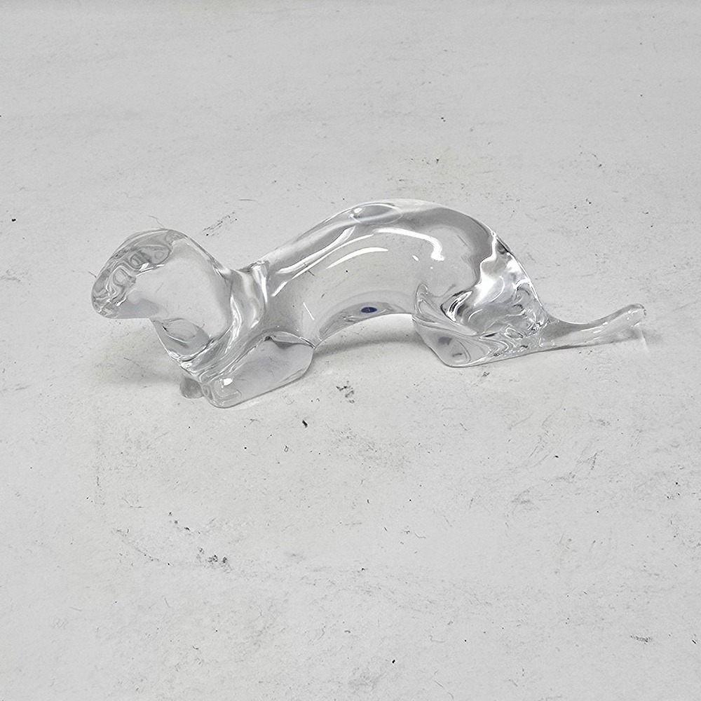 Vtg Hadeland glassvork Norway Royskatt Ferret Willy Johansson crystal figurine